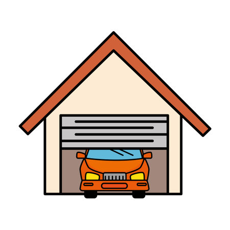 garage with car isolated icon vector illustration designのイラスト素材