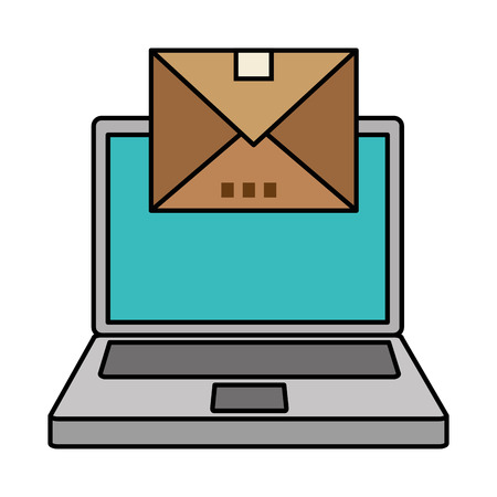 laptop computer with envelope vector illustration designのイラスト素材