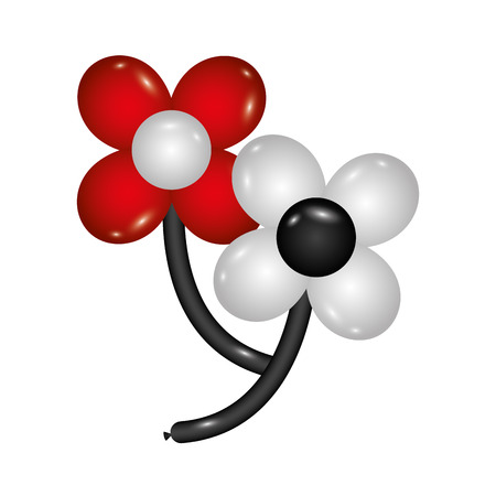 balloons in two flowers shape with petals and stem vector illustrationのイラスト素材