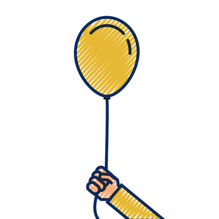 man holding in hand a balloons on a ribbon vector illustrationのイラスト素材