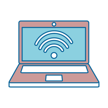 laptop computer with wifi signal vector illustration designのイラスト素材