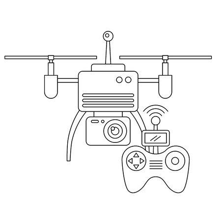 drone with remote control device technologies design vector illustrationのイラスト素材