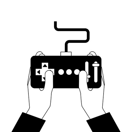 hands holding control remote advance for drones vector illustrationのイラスト素材
