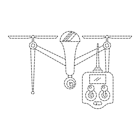 drone with remote control device technologies design vector illustrationのイラスト素材