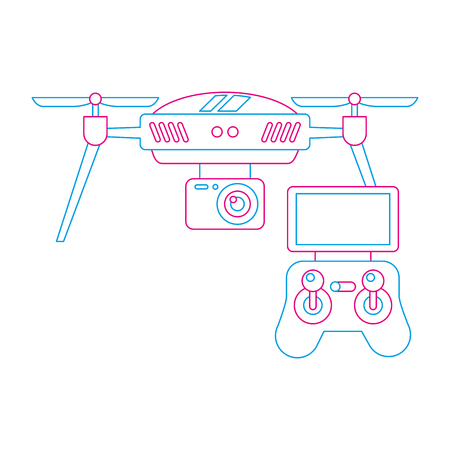 drone with remote control device technologies design vector illustrationのイラスト素材