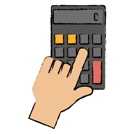 hand with calculator device isolated icon vector illustration designのイラスト素材