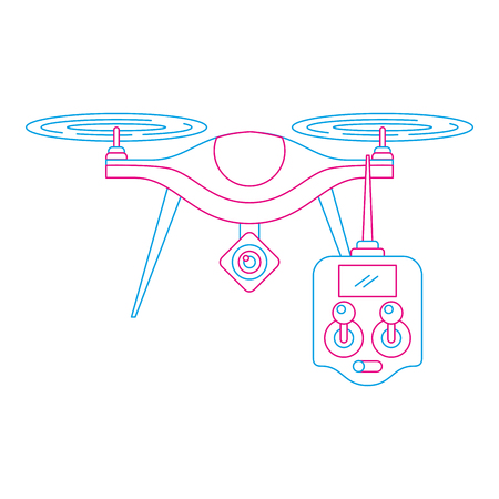 drone with remote control device technologies design vector illustrationのイラスト素材