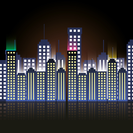 city scene at night vector illustration designのイラスト素材