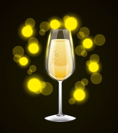 champagne glass drink celebration glowing background vector illustrationのイラスト素材