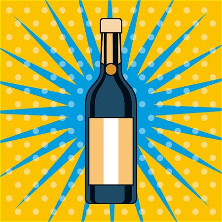 champagne bottle drink alcohol pop art design vector illustrationのイラスト素材