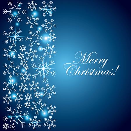 merry christmas blue card snowflake lights decoration vector illustrationのイラスト素材
