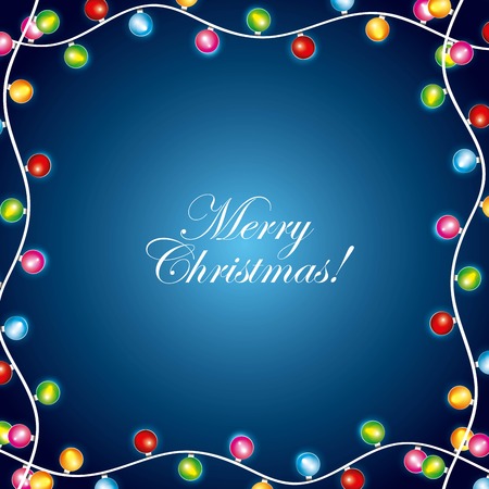 merry christmas garland lights greeting cards design vector illustrationのイラスト素材