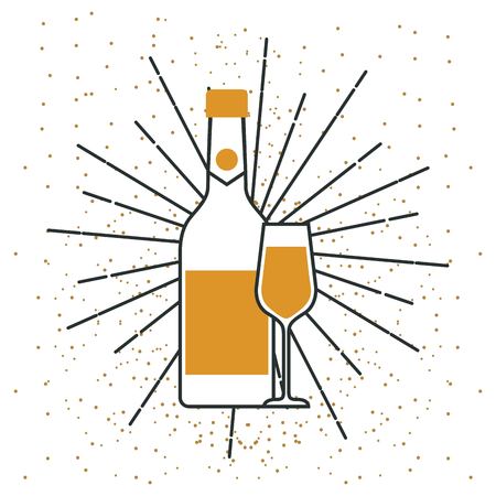 bottle champagne and glass celebration vector illustrationのイラスト素材
