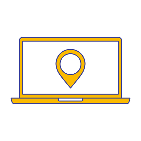 laptop pin map navigation device screen technology vector illustrationのイラスト素材