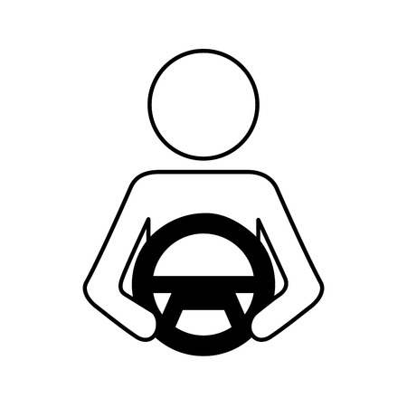 driver at steering wheel autonomous design vector illustrationのイラスト素材