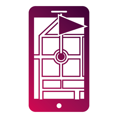Smartphone gps navigation pointer flag app vector illustrationのイラスト素材