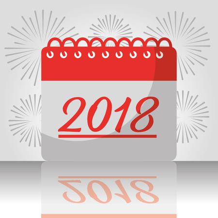 New year 2018 calendar fireworks celebration vector illustrationのイラスト素材