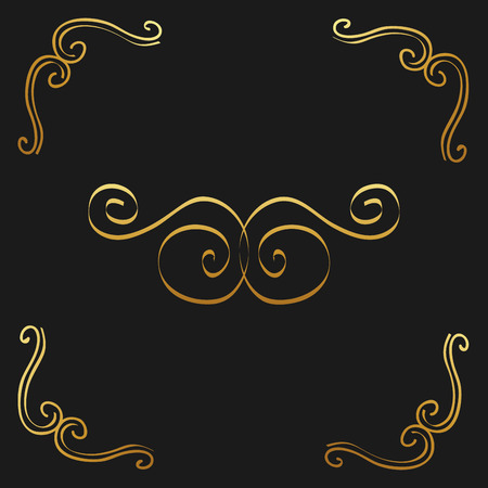 golden calligraphic flourishes decorative ornament design element swirl vector illustrationのイラスト素材