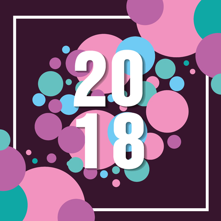 happy new year 2018 text card greeting vector illustrationのイラスト素材