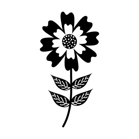 aster flower natural petal leaves stem vector illustrationのイラスト素材