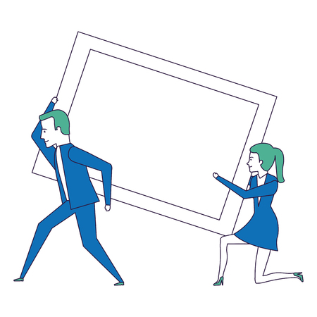 businesspeople lifting weight avatars characters vector illustration designのイラスト素材