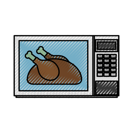 delicious chicken in microwave thanksgiving food vector illustrationのイラスト素材