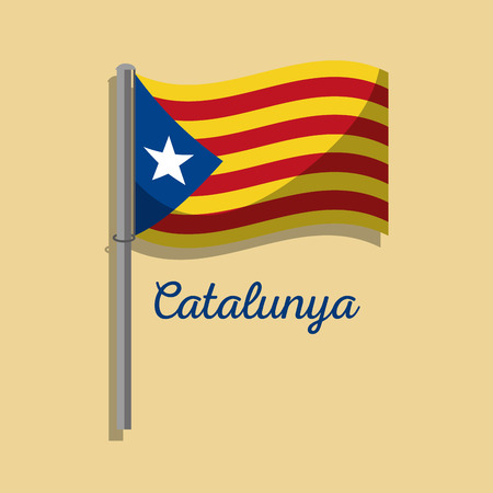 catalonia flag post waving nationalism symbol vector illustrationのイラスト素材