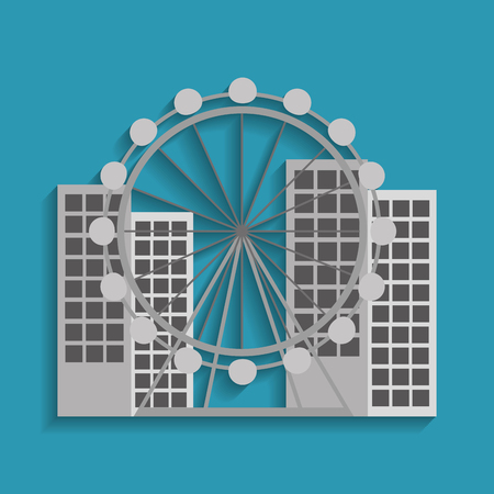 barcelona attraction ferris wheel landmark tourism vector illustrationのイラスト素材