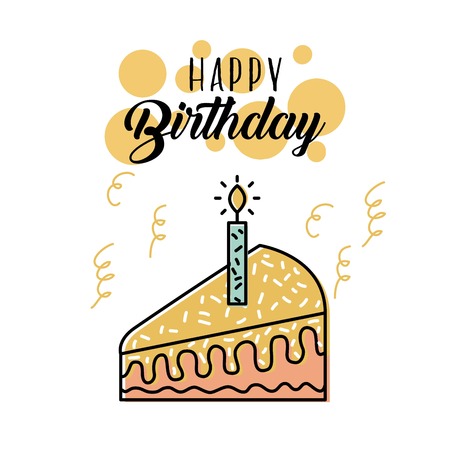 happy birthday cake candle burning celebration vector illustrationのイラスト素材