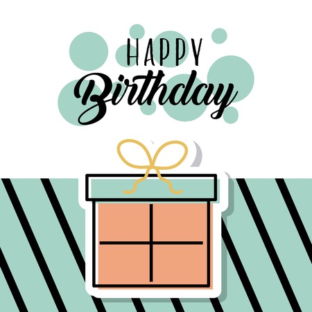 Happy birthday presents box surprise decoration card vector illustrationのイラスト素材