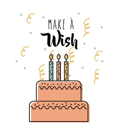 Make a wish delicious cake with candles celebration vector illustrationのイラスト素材