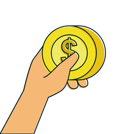 hand holding money coin dollar payment concept vector illustrationのイラスト素材