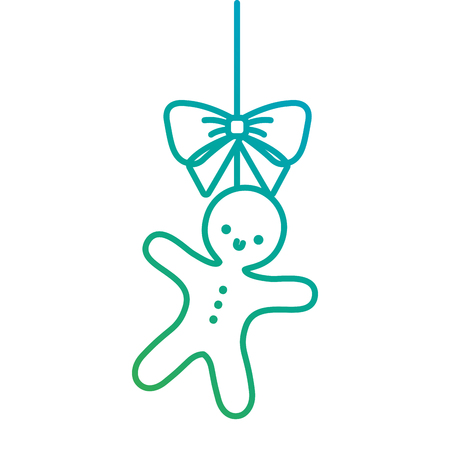 christmas gingerbread man bow ornament hanging vector illustrationのイラスト素材