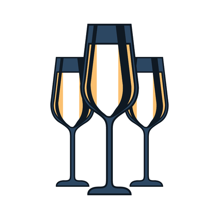 three glasses with champagne alcohol liquid celebration vector illustrationのイラスト素材