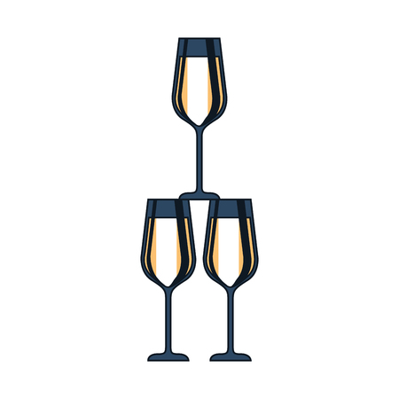 champagne glasses pyramid drink event celebration vector illustrationのイラスト素材