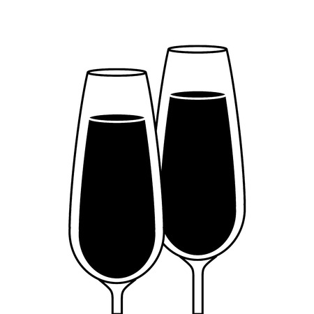 pair of champagne glass cheers drink celebration christmas vector illustrationのイラスト素材