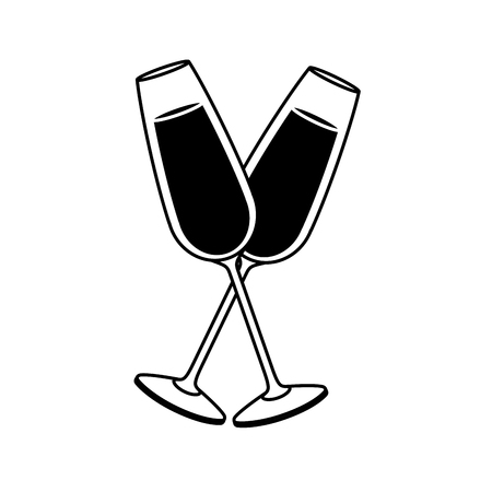 pair of champagne glass cheers drink celebration christmas vector illustrationのイラスト素材