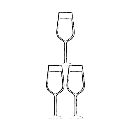 champagne glasses pyramid drink event celebration vector illustrationのイラスト素材