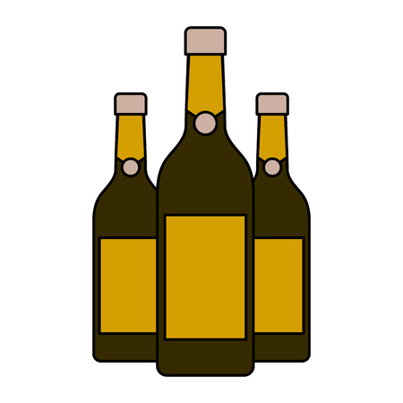 three champagne bottles drink beverage event christmas vector illustrationのイラスト素材