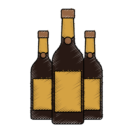 three champagne bottles drink beverage event christmas vector illustrationのイラスト素材