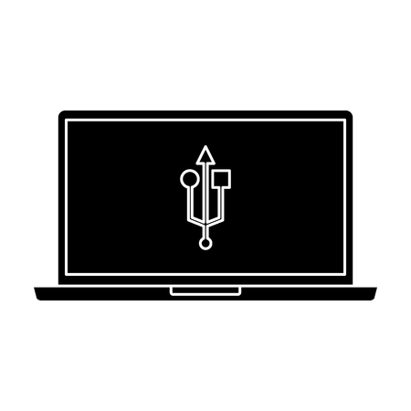 laptop usb device gadget screen technology vector illustrationのイラスト素材