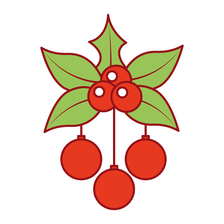 christmas balls evergreen decorative elements vector illustrationのイラスト素材