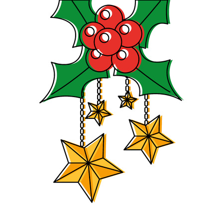 holly berries with dangling stars christmas related icon image vector illustration design のイラスト素材