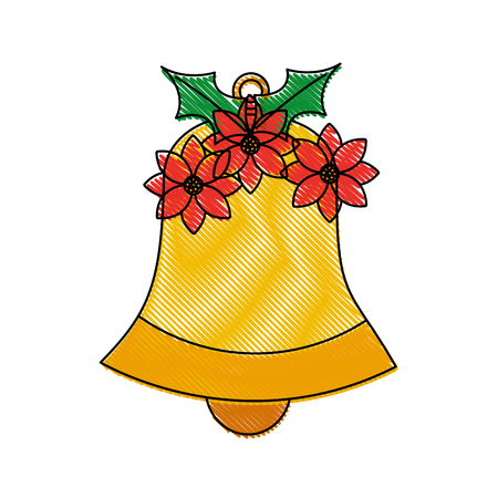 bell with poinsettia christmas related icon image vector illustration design のイラスト素材