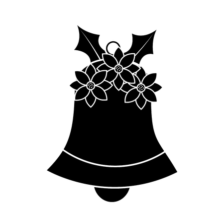 christmas bell with flower poinsettia decoration traditional vector illustrationのイラスト素材