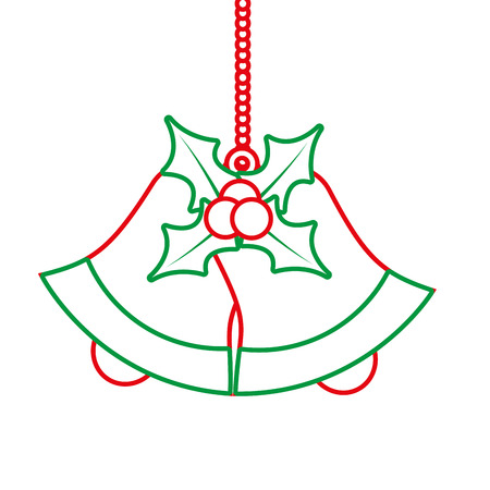 bells with holly berries christmas related icon image vector illustration design  green and red lineのイラスト素材