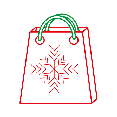 shopping bag  with snowflake christmas related icon image vector illustration design  green and red lineのイラスト素材