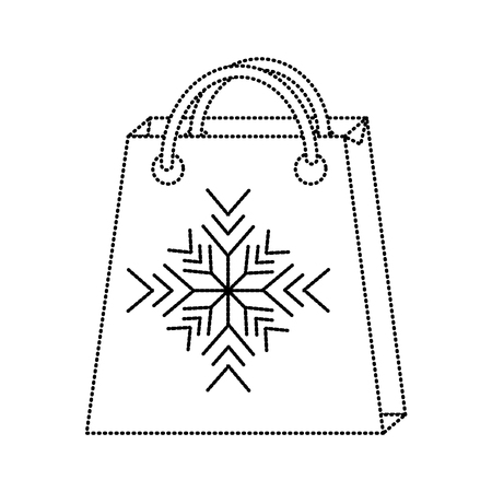 shopping bag  with snowflake christmas related icon image vector illustration design  black dotted lineのイラスト素材