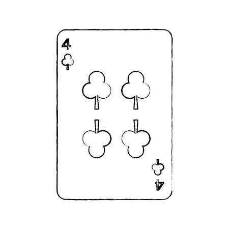 Four Of Clover Or Clubs French Playing Cards Related Icon Image Vector Illustration Design Black Sketch Lineの素材 Fy ストックフォトのamanaimages Plus