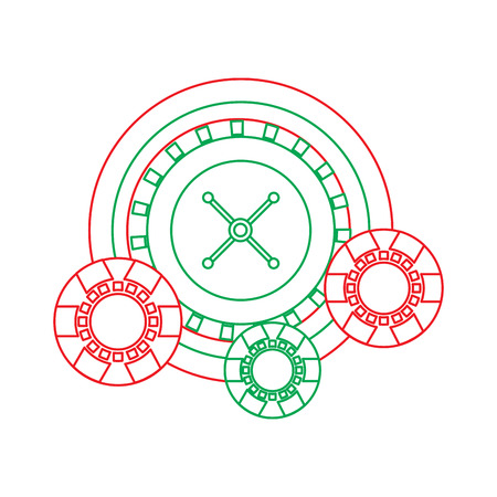 casino roulette wheel with chips fortune risk vector illustrationのイラスト素材